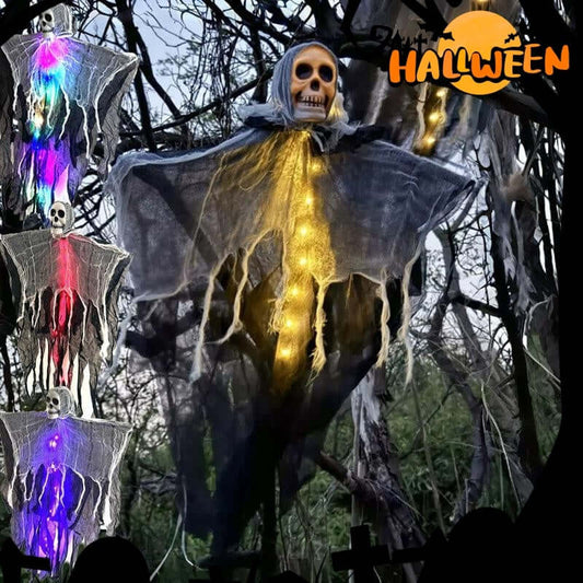 Halloween Decorations Horror Hanging Ghost Skull Skeleton Prop with LED lights for outdoor yard party decor