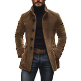 Men's Jacket Winter Stand Collar Button-up Coat Casual Blazer Outerwear Clothing - My Store