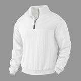 Men's Jacquard Fall Winter Long-sleeved Warm Pullover Hoodies Quarter-Zip Design Fashion Tops - My Store