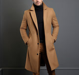 Men's Mid-length Trench Coat Fall Winter Slim Pockets Single-breasted Collar Jacket  Casual Business Comfortable Overcoat Clothing - My Store