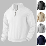 Men's Jacquard Fall Winter Long-sleeved Warm Pullover Hoodies Quarter-Zip Design Fashion Tops - My Store