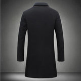 Men's Mid-length Trench Coat Fall Winter Slim Pockets Single-breasted Collar Jacket  Casual Business Comfortable Overcoat Clothing - My Store