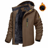 Winter Hooded Jacket Fashion Casual Warm Fleece Coat Windproof Rainproof Parka Windbreaker Men's Top - My Store