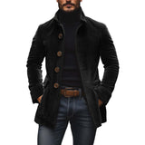 Men's Jacket Winter Stand Collar Button-up Coat Casual Blazer Outerwear Clothing - My Store
