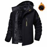 Winter Hooded Jacket Fashion Casual Warm Fleece Coat Windproof Rainproof Parka Windbreaker Men's Top - My Store