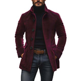 Men's Jacket Winter Stand Collar Button-up Coat Casual Blazer Outerwear Clothing - My Store