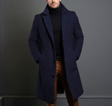 Men's Mid-length Trench Coat Fall Winter Slim Pockets Single-breasted Collar Jacket  Casual Business Comfortable Overcoat Clothing - My Store