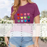 Women's Heart Print T-Shirt Casual Short Sleeve Crew Neck Summer Top