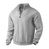 Men's Jacquard Fall Winter Long-sleeved Warm Pullover Hoodies Quarter-Zip Design Fashion Tops - My Store