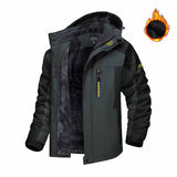 Winter Hooded Jacket Fashion Casual Warm Fleece Coat Windproof Rainproof Parka Windbreaker Men's Top - My Store