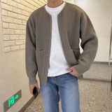 Men Zip Up Knitted Cardigan Lined Funnel Neck Jumper Sweater Pockets Coat All Seasons Comfortable Soft Long Sleeve - My Store