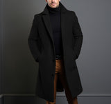 Men's Mid-length Trench Coat Fall Winter Slim Pockets Single-breasted Collar Jacket  Casual Business Comfortable Overcoat Clothing - My Store