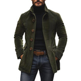 Men's Jacket Winter Stand Collar Button-up Coat Casual Blazer Outerwear Clothing - My Store